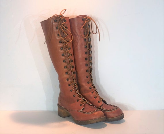 1970s Zodiac Campus lace up boots - size 8 - 1970s