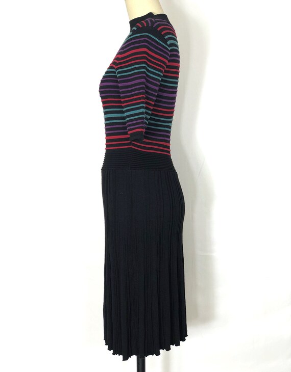 1990s black striped knit dress - medium - 1990s k… - image 5