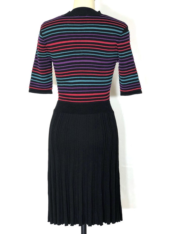 1990s black striped knit dress - medium - 1990s k… - image 4