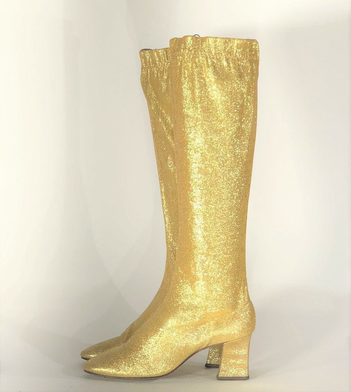 1960s Gold Lurex Go Go Boots Size 5 1960s Gold Gogo Boots Etsy