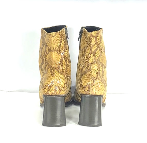 1990s Faux Python Ankle Boots: Caramel Leather Bl… - image 6