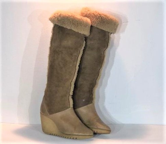 1970s Cherokee shearling winter boots - size 6 - 1