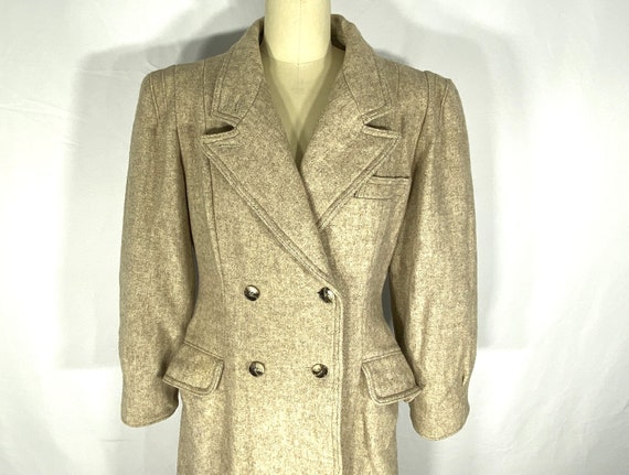 1970s beige wool overcoat - medium to large - 197… - image 3