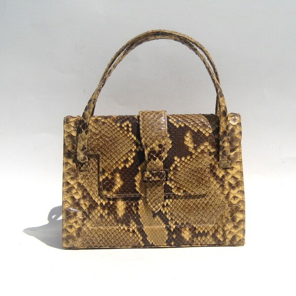 1960s SAKS FIFTH AVENUE genuine python snakeskin handbag