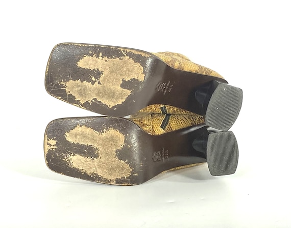 1990s Faux Python Ankle Boots: Caramel Leather Bl… - image 7
