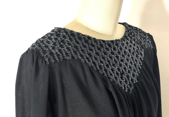 1960s sheer black beaded dress - large - 1960s sh… - image 4