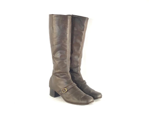 1960s Vintage Brown Leather Boots - Mod Boots wit… - image 1