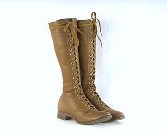 Bruine leren veterlaarzen uit de jaren 30 - maat 6 - rijlaarzen uit de  jaren 1930 - ontdekkingslaarzen uit de jaren 1930 - authentieke wandel- of  safarilaarzen voor dames - Etsy Nederland