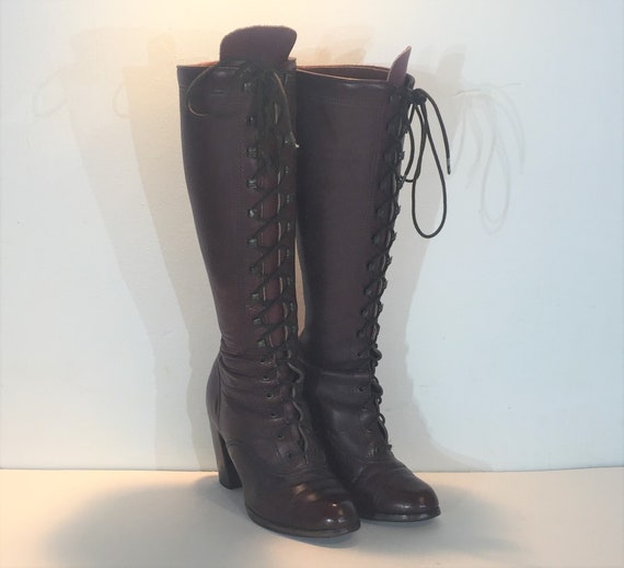 1970s Zodiac lace up boots - size 7 - 1970s lace u