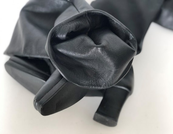 1970s  black leather platform over the knee boots… - image 8