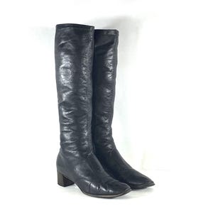 1970s Leather Boots: Vintage black dress boots, Size 8.5 N image 1