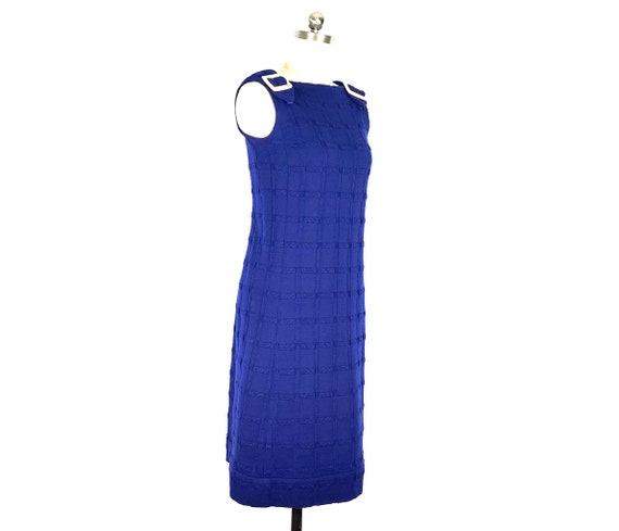 1960s mod blue knit shift dress - small - 1960s m… - image 2