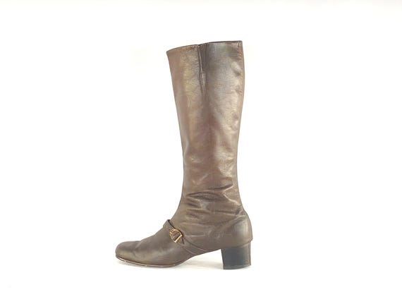 1960s Vintage Brown Leather Boots - Mod Boots wit… - image 2