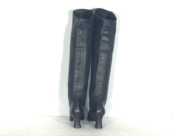 1970s  black leather platform over the knee boots… - image 5