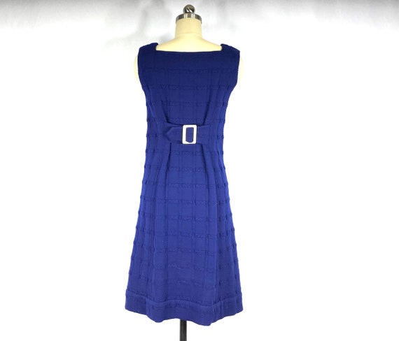 1960s mod blue knit shift dress - small - 1960s m… - image 4