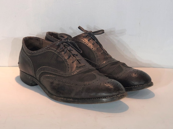 1930s men's brown leather oxfords - size 11 - 1930