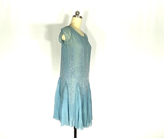 1920s blue silk embroidered dress - small - 1920s… - image 5
