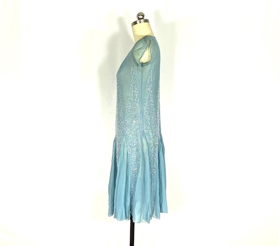 1920s blue silk embroidered dress - small - 1920s… - image 3