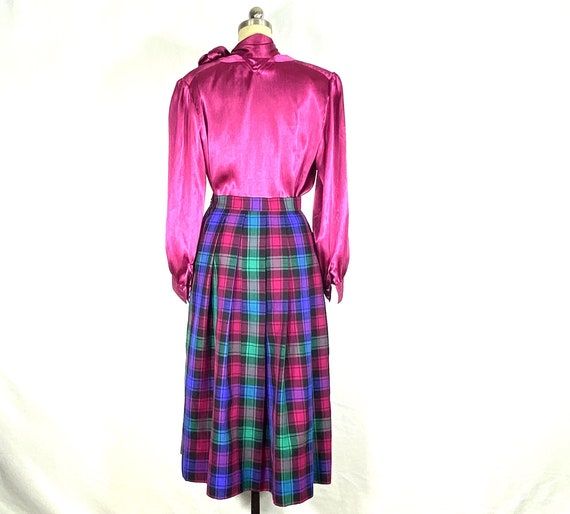 1960s magenta and green plaid pleated skirt - sma… - image 4