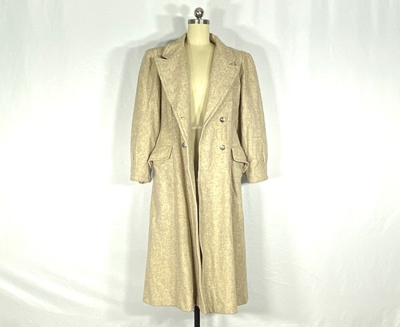 1970s beige wool overcoat - medium to large - 197… - image 2