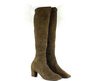 Bottes hautes en daim des années 1960 - Style Mod Go-Go, pointure 41,5 (10,5 étroit)