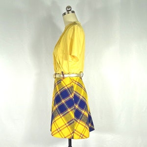 1960s yellow and blue plaid wool mini skirt small 1960s mini skirt 1960s plaid skirt 1960s mod skirt with bright colors image 6