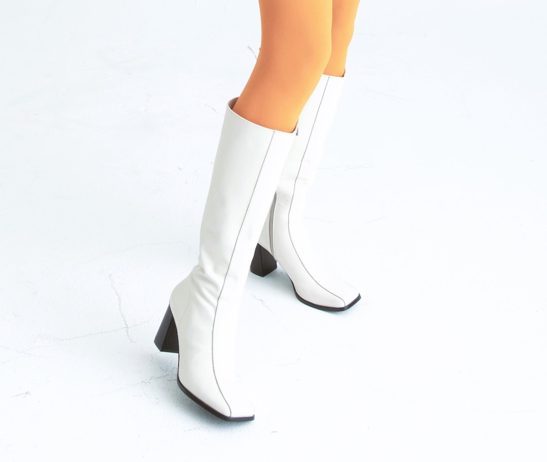 Buy Handmade White Leather Go Go Boots All Sizes 1960s Mod