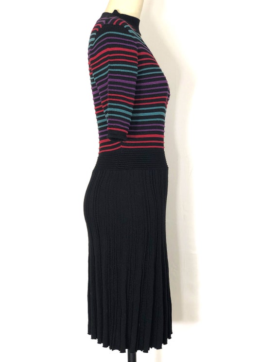 1990s black striped knit dress - medium - 1990s k… - image 3