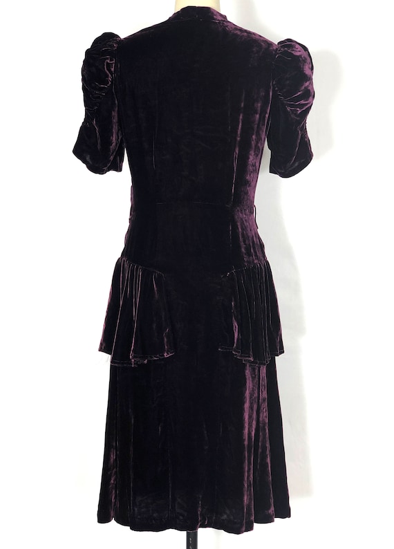 1930s silk velvet dress - small - 1930s purple ve… - image 5