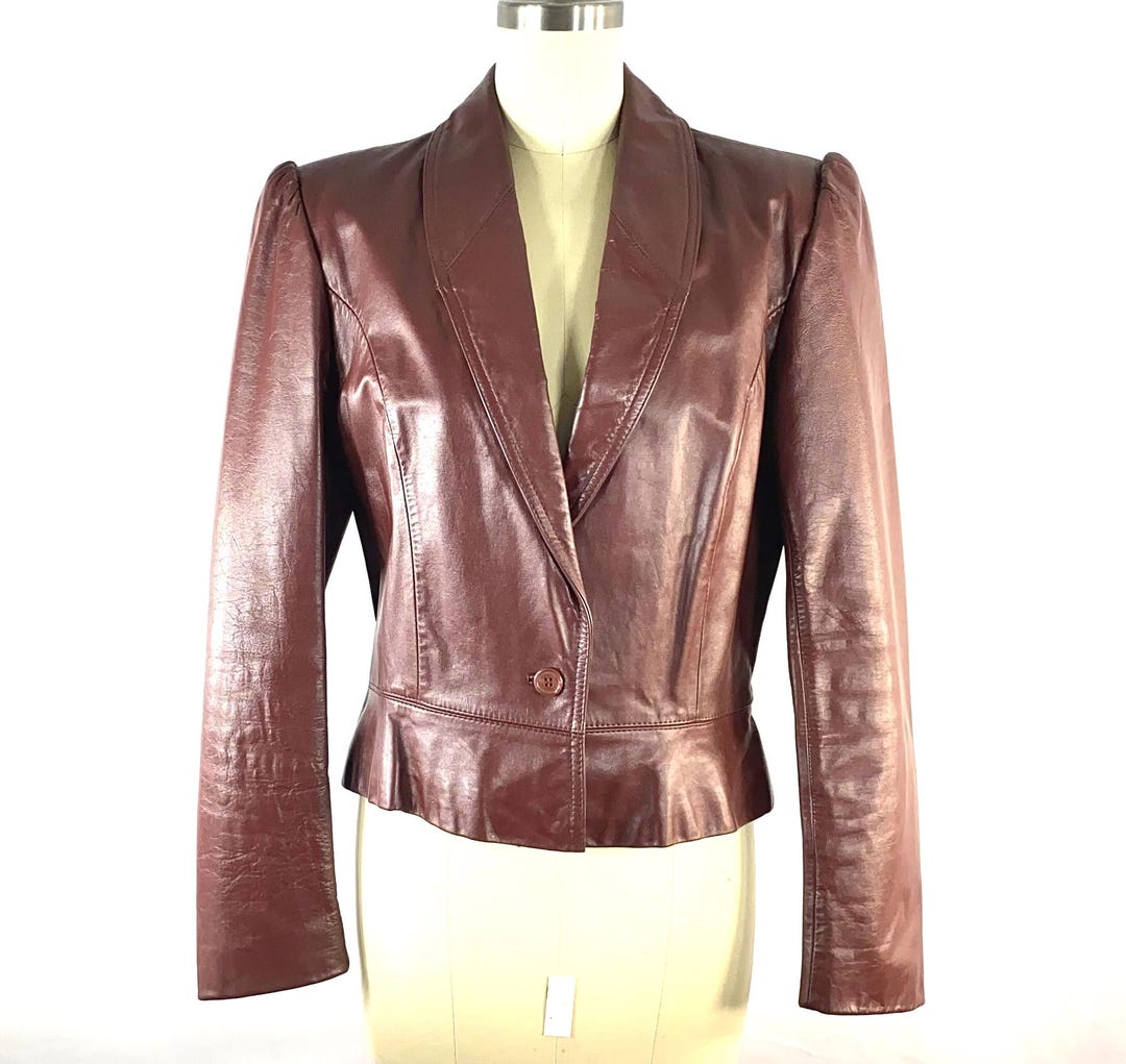 Medium 1970s Men's Burgundy Leather Jacket