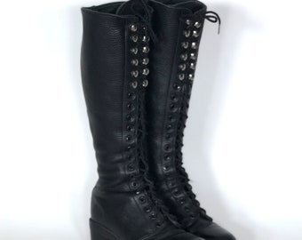 black lace up boots no heel