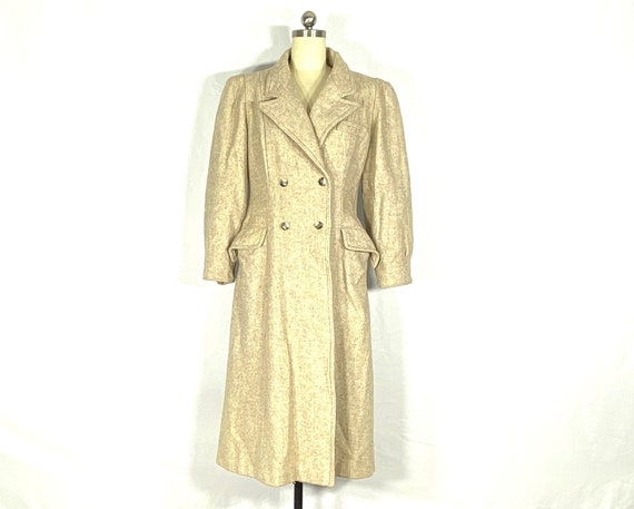 1970s beige wool overcoat - medium to large - 197… - image 1