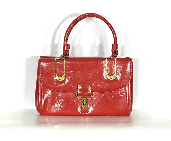 1960's Red Mod Vegan Handbag Purse- 1960s mod pur… - image 1