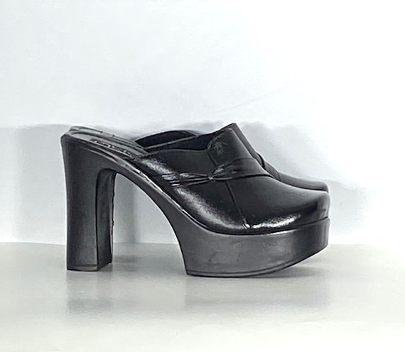 1990s black platform mules - size 6 - vegan- 1990… - image 2