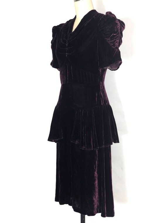 1930s silk velvet dress - small - 1930s purple ve… - image 3