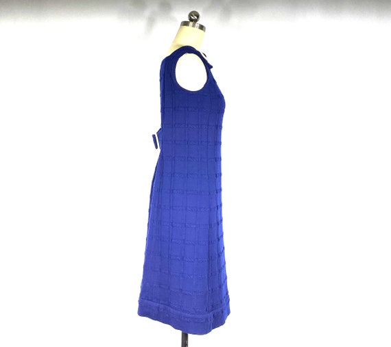 1960s mod blue knit shift dress - small - 1960s m… - image 3