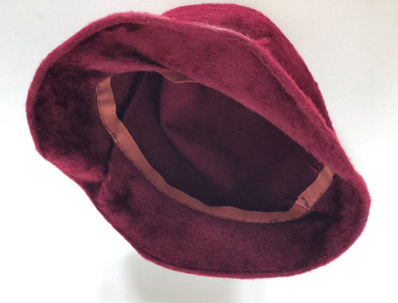 1960s felt fedora - size 22 - 1960s maroon cloche… - image 9