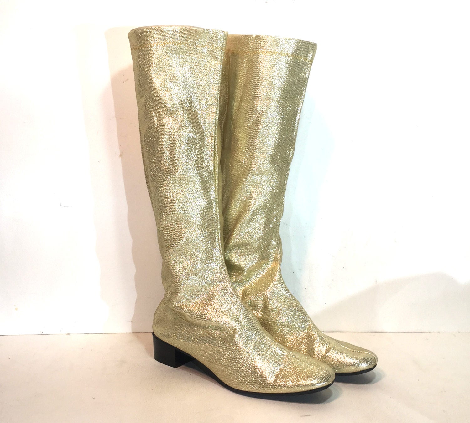 gold platform gogo boots