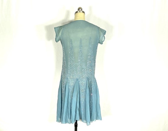 1920s blue silk embroidered dress - small - 1920s… - image 4