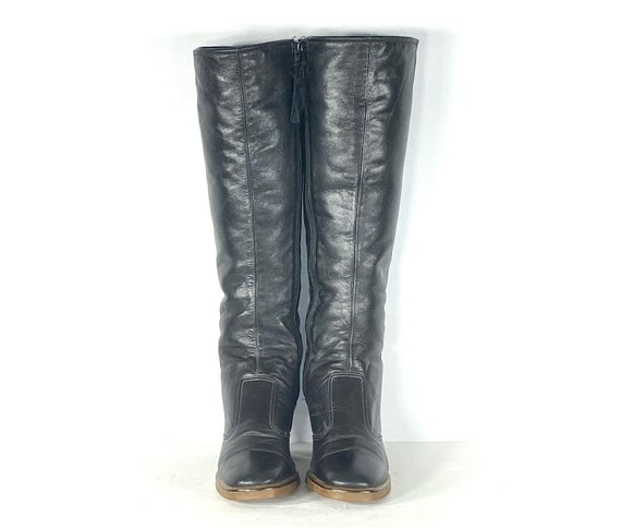 1970s black leather winter boots - size 5.5 - 197… - image 3