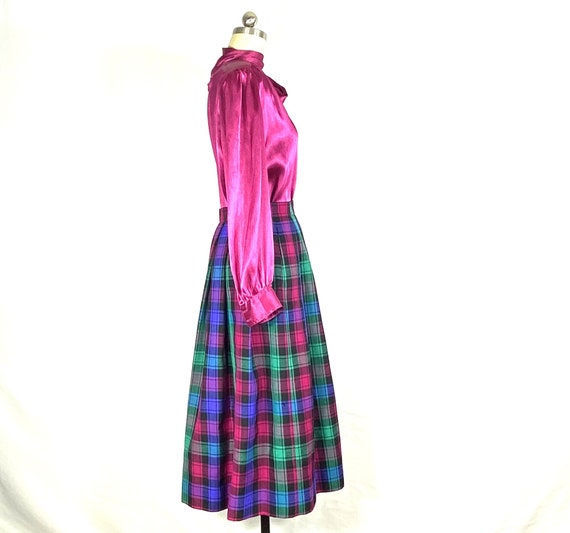 1960s magenta and green plaid pleated skirt - sma… - image 3