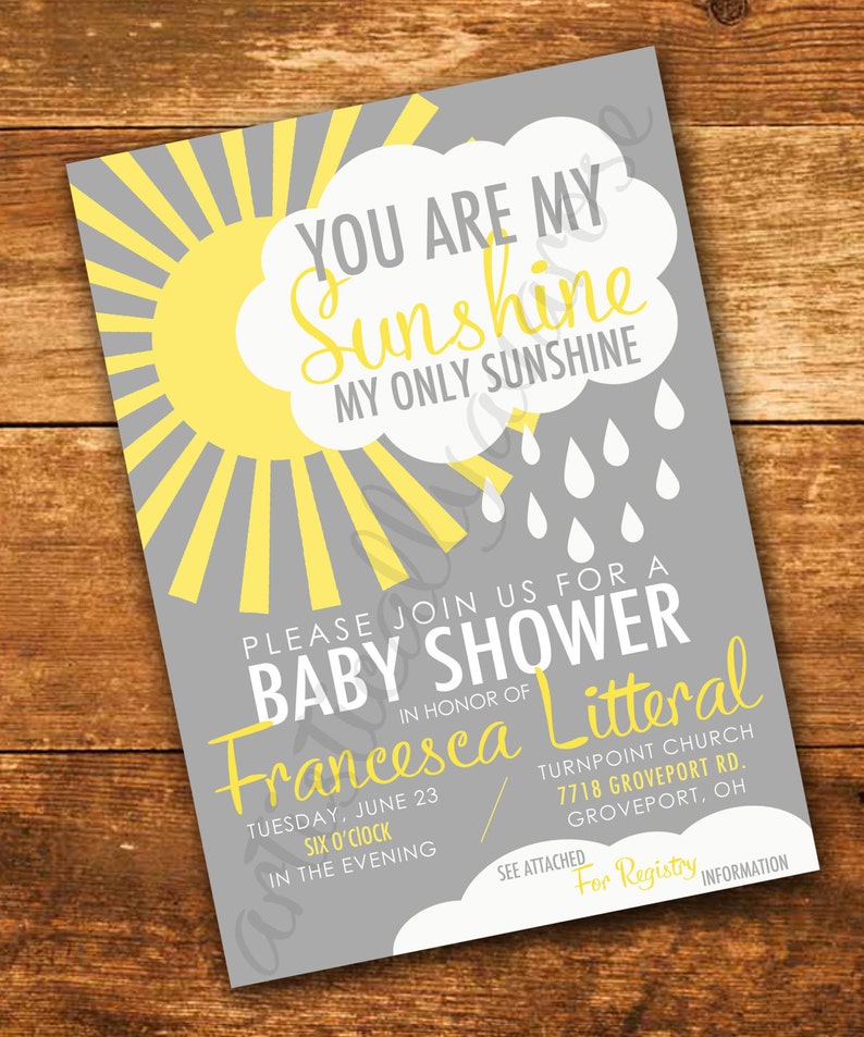 You Are My Sunshine Baby Shower Invitation Card Bundle Etsy