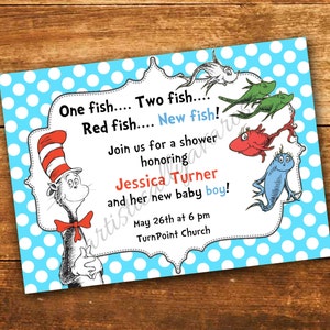 Invito personalizzato per baby shower ispirato a Seuss: stampa digitale