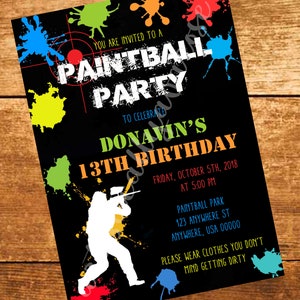 Paintball Party Invite - Digital PDF