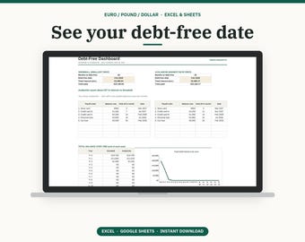 デットスノーボールスプレッドシート、デットアバランチ計算機、クレジットカードと信用組合ローンの返済プランナー、完済予定日、ユーロポンドシート