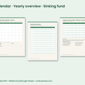 Paket med fakturaspårning och prenumerationsgranskning | Utskrivbar kanadensisk budget, fakturakalender, prenumerationsspårning, avbokningsmallar | PDF + Excel bild 2