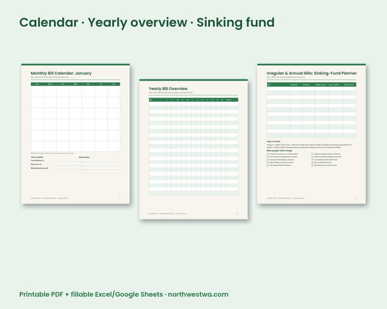 Paket med fakturaspårning och prenumerationsgranskning | Utskrivbar kanadensisk budget, fakturakalender, prenumerationsspårning, avbokningsmallar | PDF + Excel bild 2