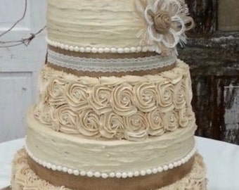 Rustic Wedding Cake Burlap Flower Farmhouse Southern Barn Etsy