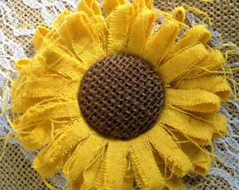 Sunflower Set of 8 - Golden Yellow Hand dyed Sunflowers with Chocolate Burlap Center, Farmhouse Decor, Farmhouse wedding, Country Wedding