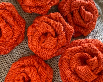 Orange Burlap Rose, Farmhouse, Fall Flowers, rustic fall, fall wedding, rustic, autumn, orange flowers, fall farmhouse, burlap rose, decor